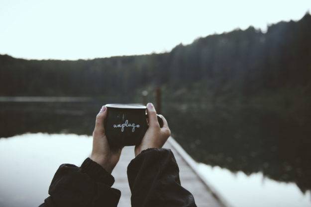 unplug mug in mountains